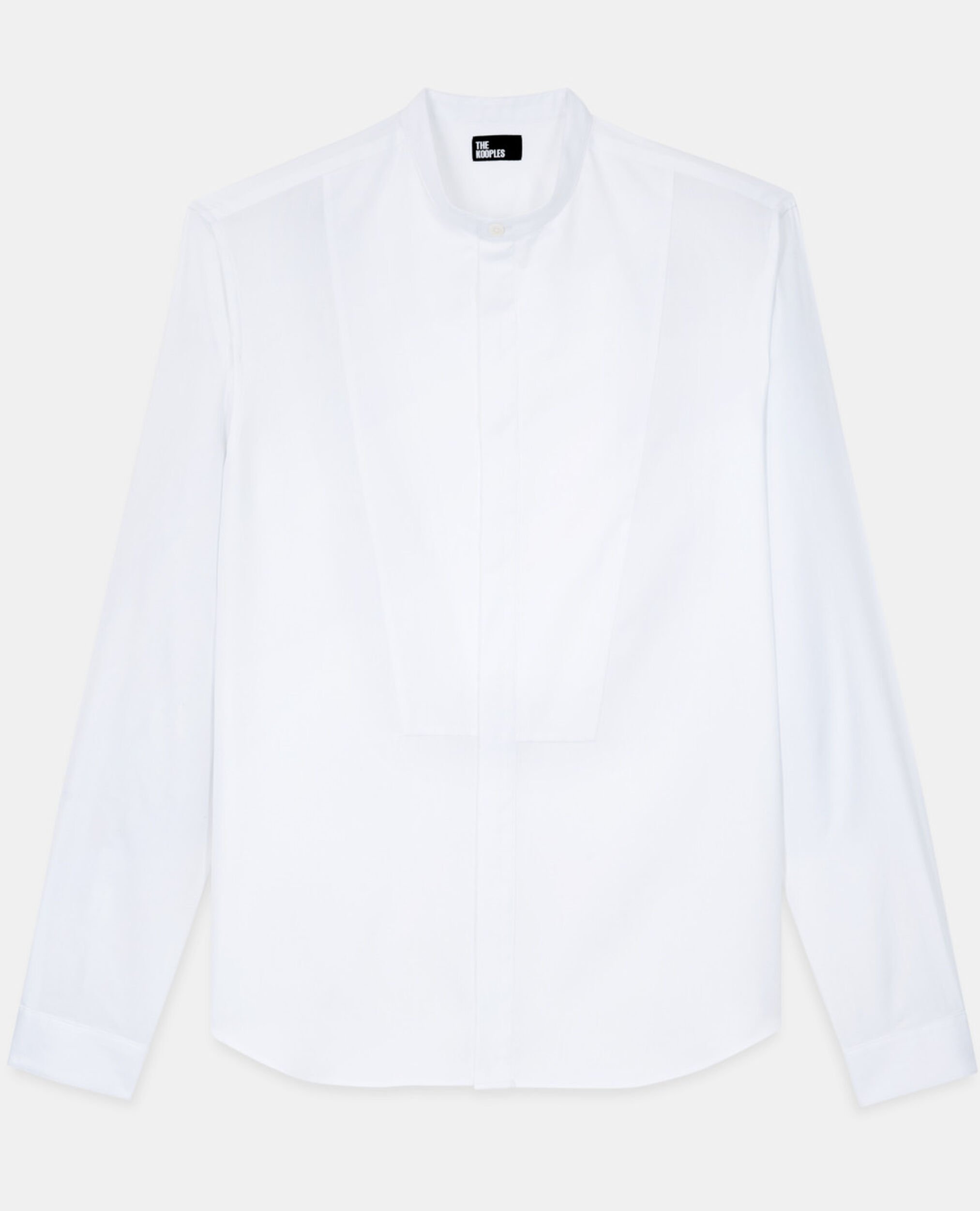 White cotton shirt with officer collar, WHITE, hi-res image number null