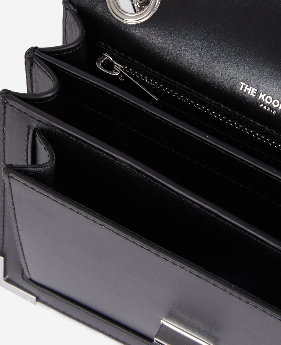 The Kooples WOMEN BLACK emily chain bag in black leather with stars