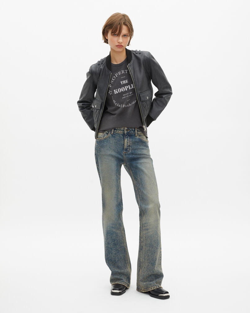 The Kooples FEMME BLACK WASHED blouson en cuir noir