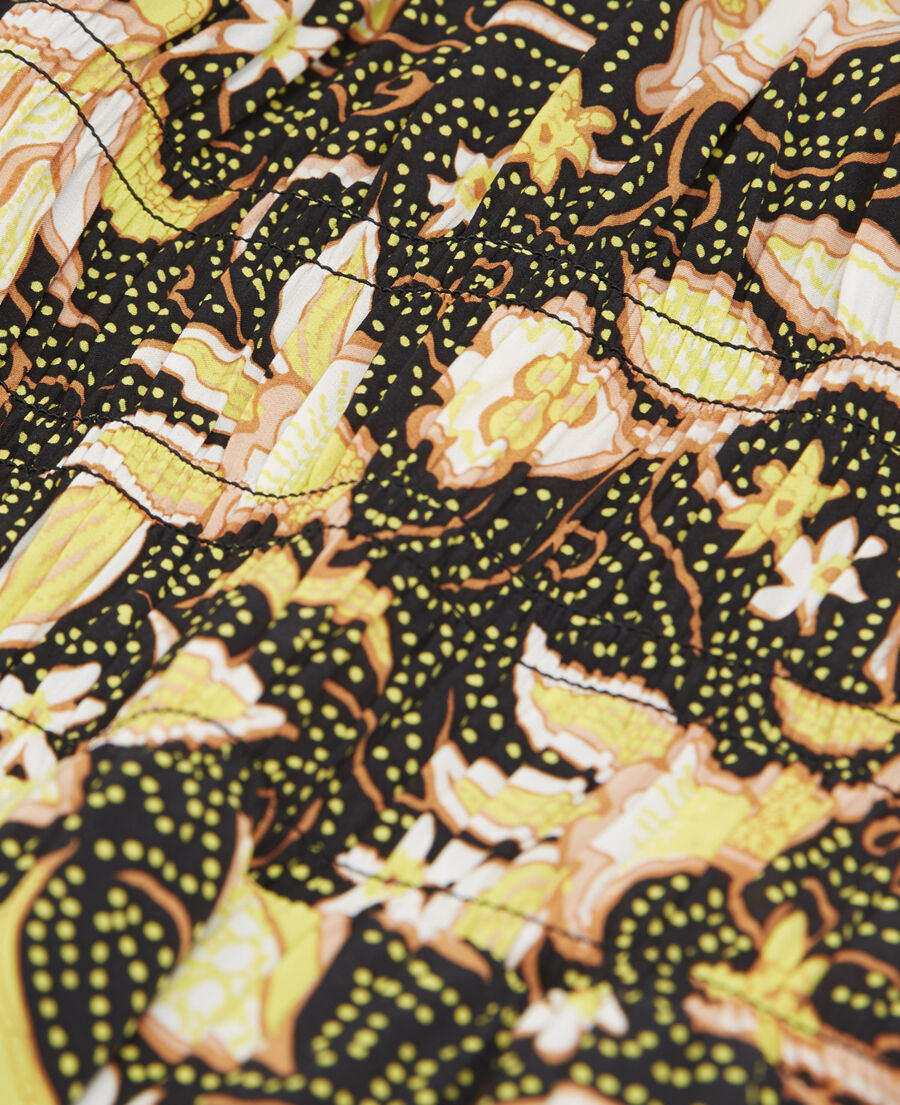 black long summer dress with all-over floral motif