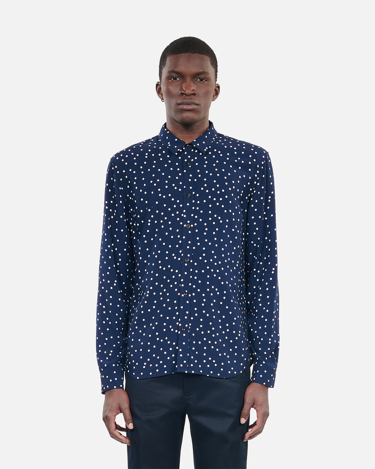 The Kooples HERREN DARK NAVY-ECRU hemd mit punkte-print
