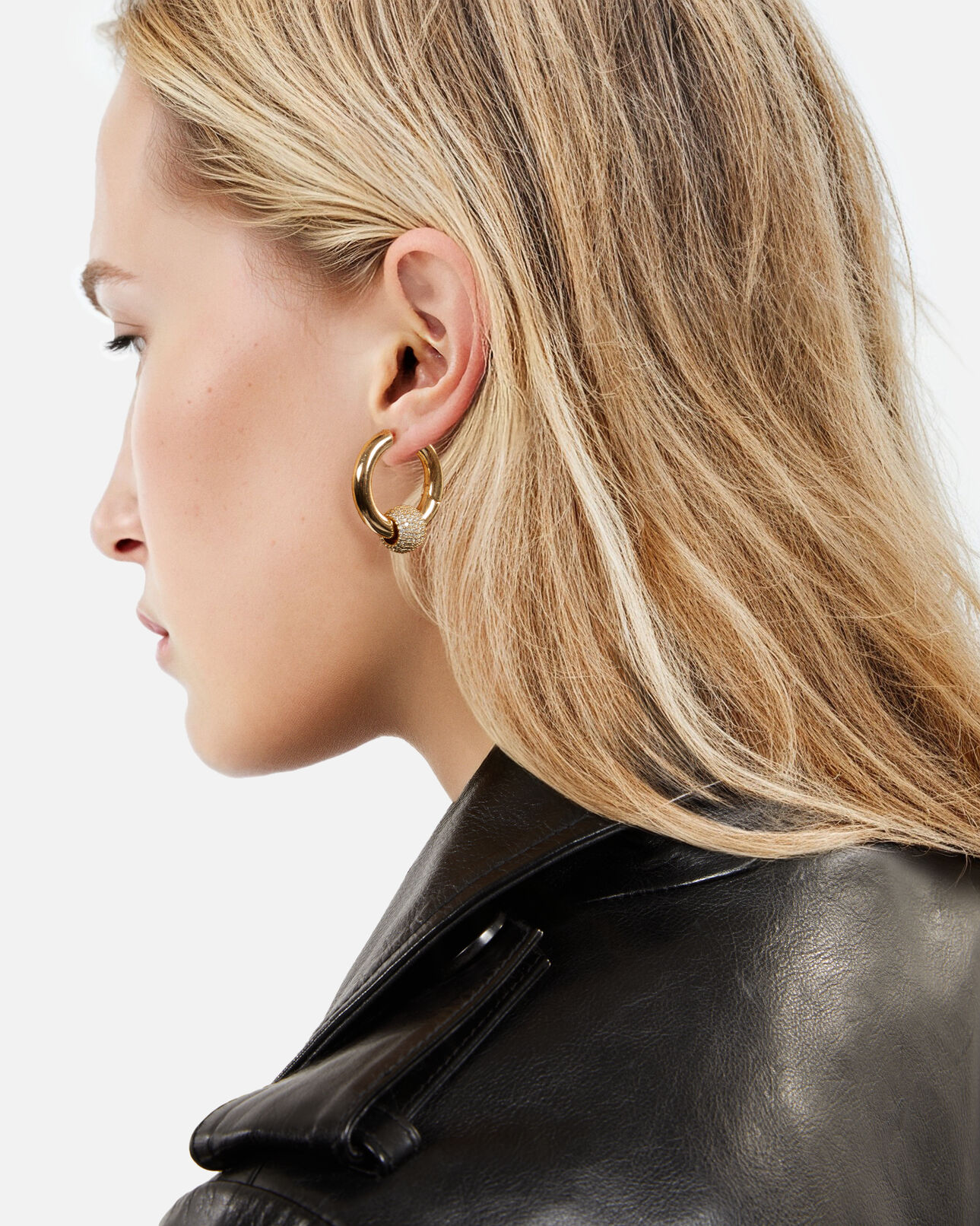 The Kooples FEMME GOLD boucles d'oreilles créole avec strass dorées