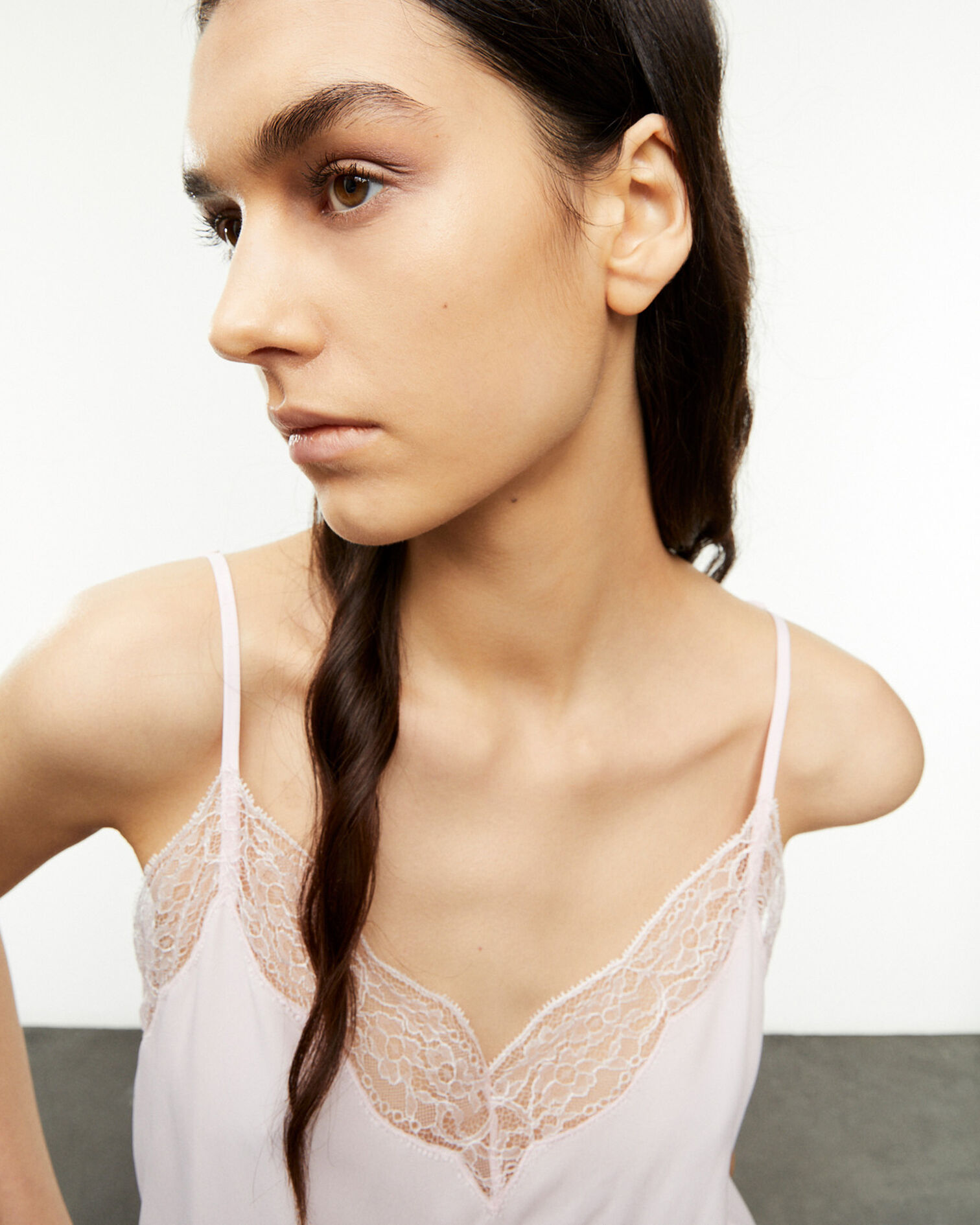 Floaty light pink camisole with lace, LIGHT PINK, hi-res image number null