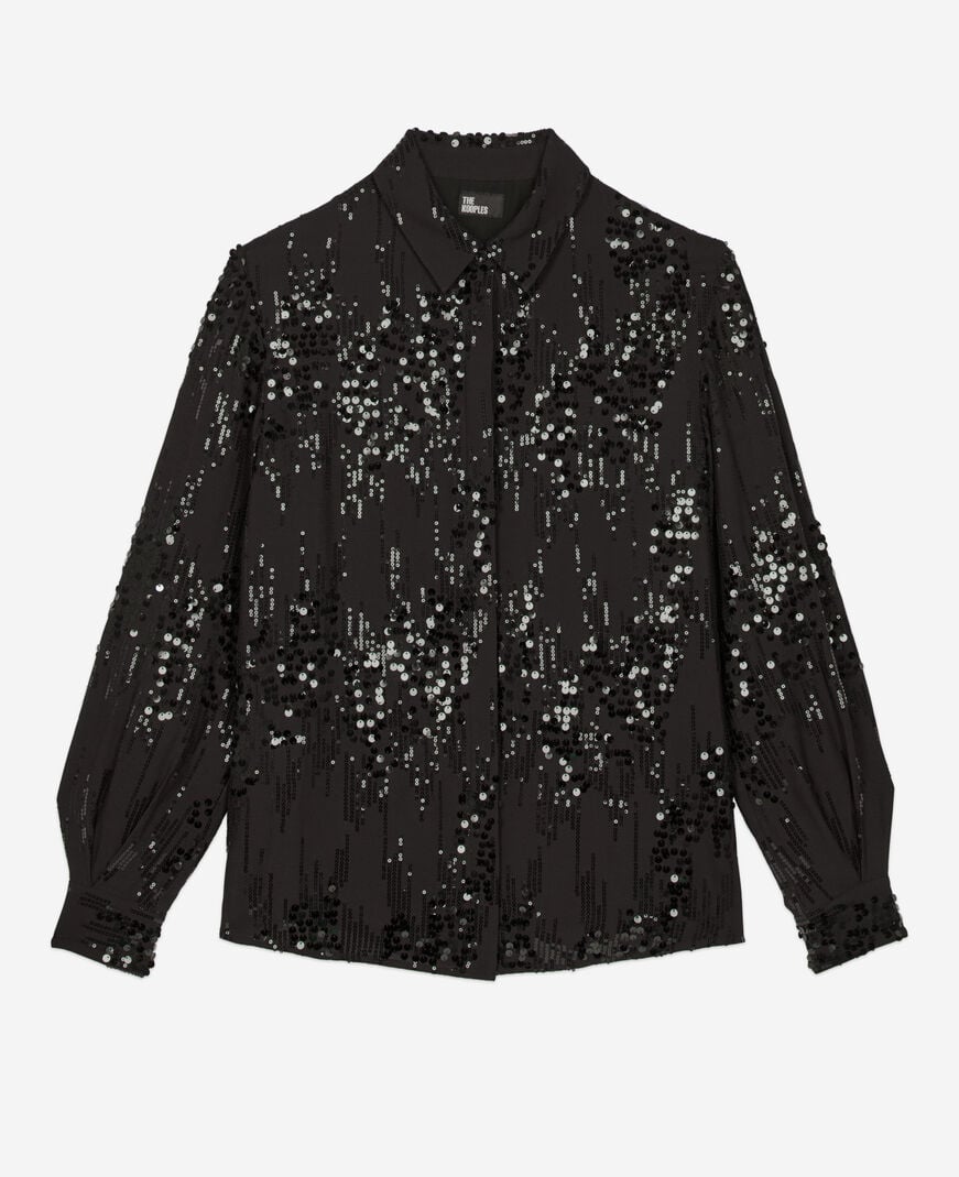 The Kooples FEMME BLACK chemise à sequins noire