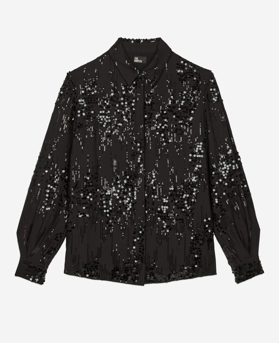 The Kooples MUJER BLACK camisa negra de lentejuelas