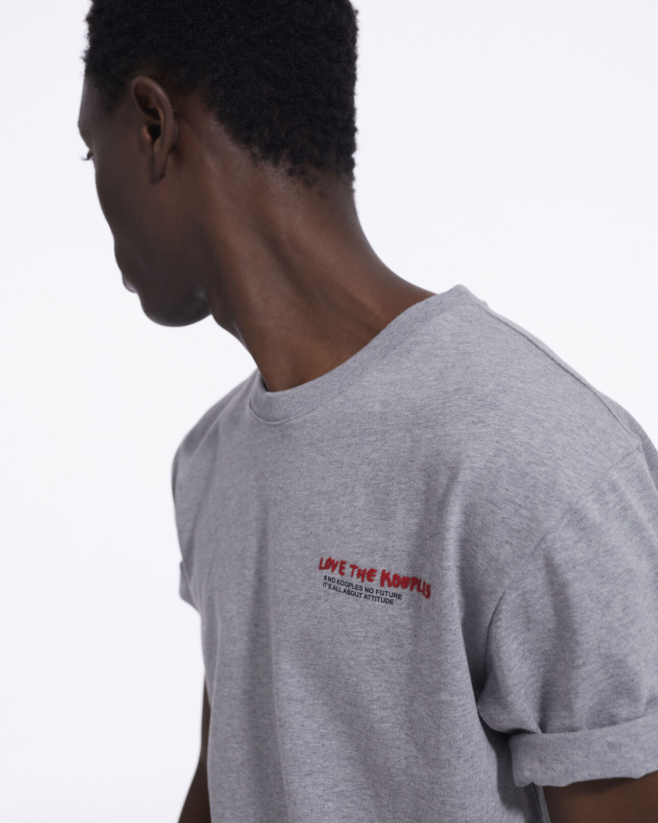 The Kooples HOMME GREY MELANGE t-shirt i love kooples gris