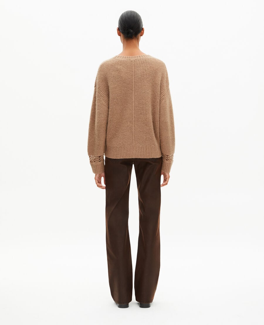 The Kooples WOMEN BROWN-BEIGE camel wool-blend sweater