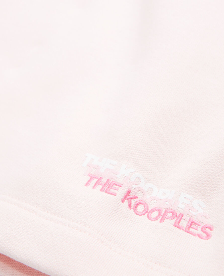 short rose et écru coton modal à logo