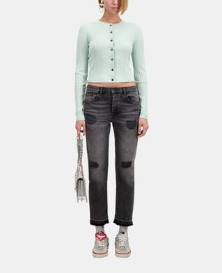 The Kooples DAMEN OCEAN hellgrüner kurzer gerippter cardigan
