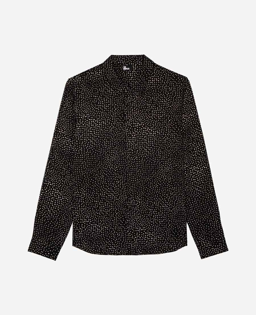The Kooples H BLACK WHITE white and black micro dot print shirt