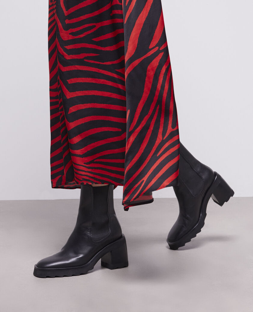 The Kooples WOMEN BLACK black leather heeled boots