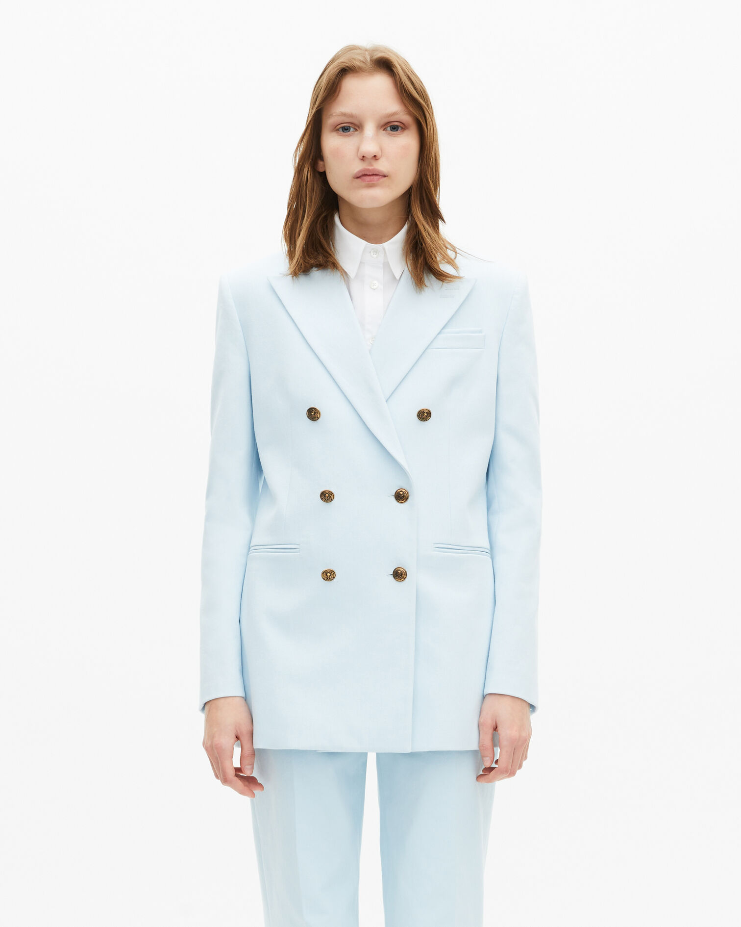 Blue cotton suit jacket, LIGHT BLUE, hi-res image number null