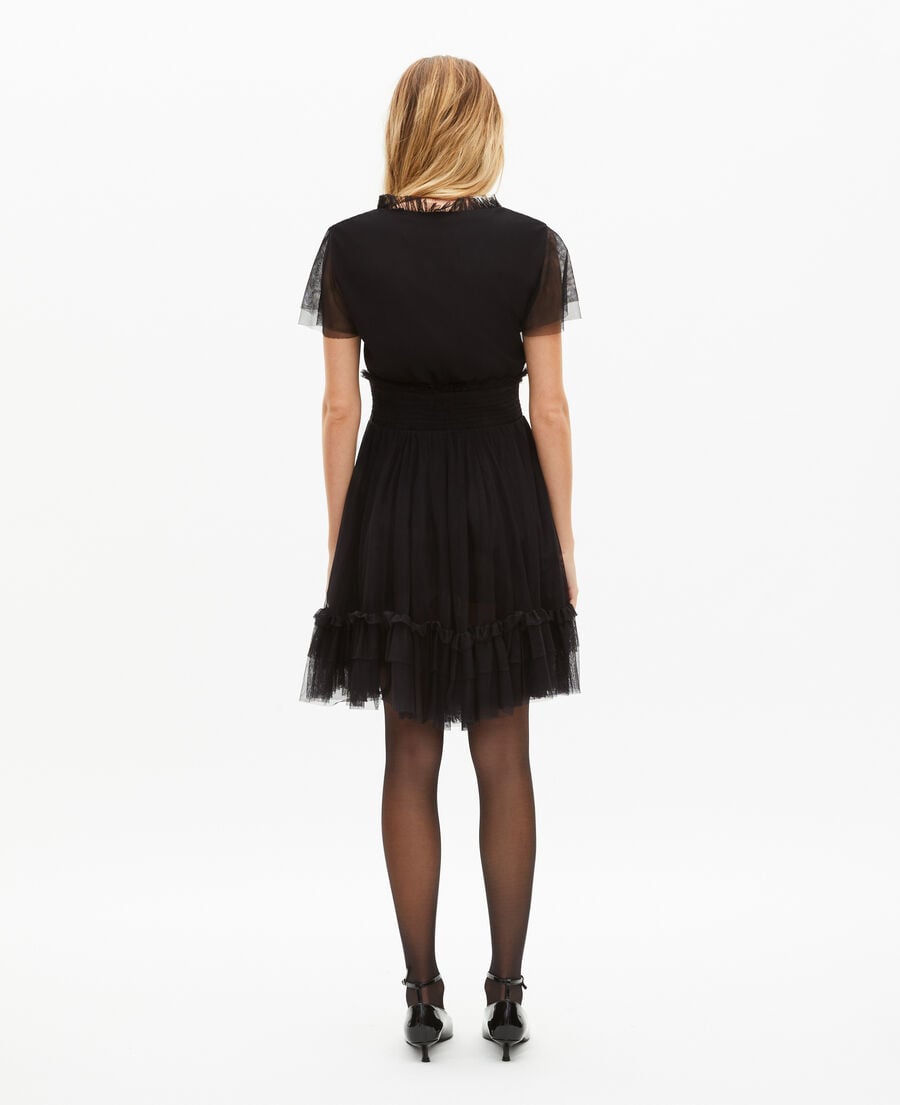 The Kooples DAMEN BLACK schwarzes kurzes t&uuml;llkleid