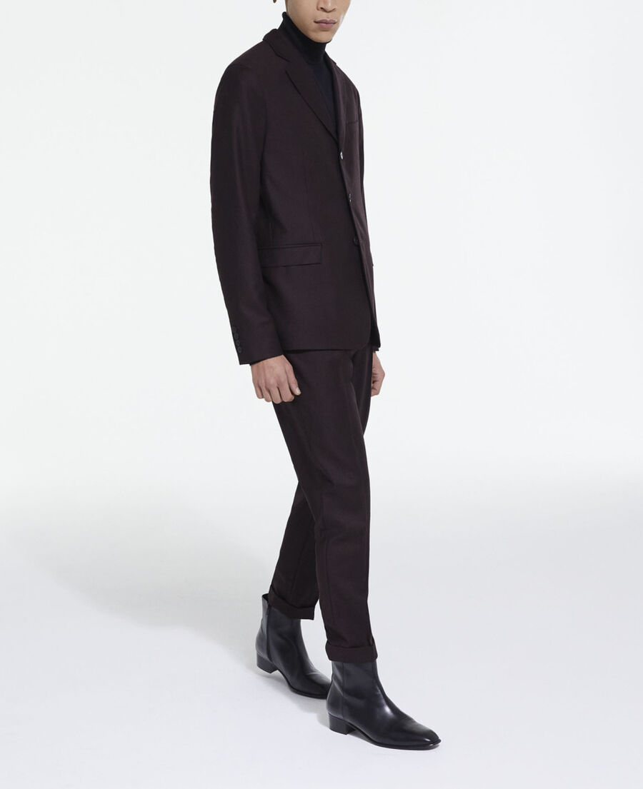 burgundy wool suit pants