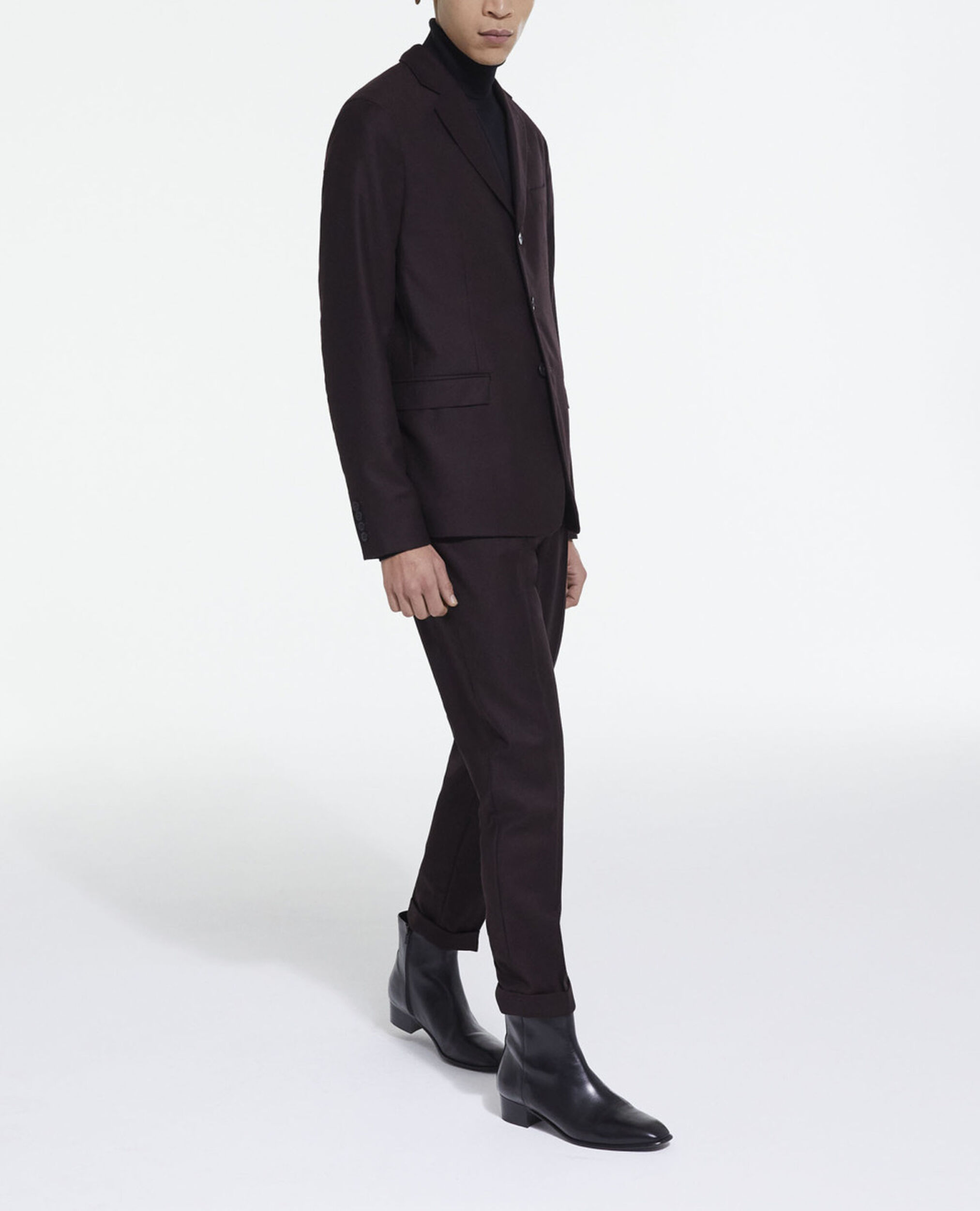 Burgundy wool suit pants, BURGUNDY, hi-res image number null
