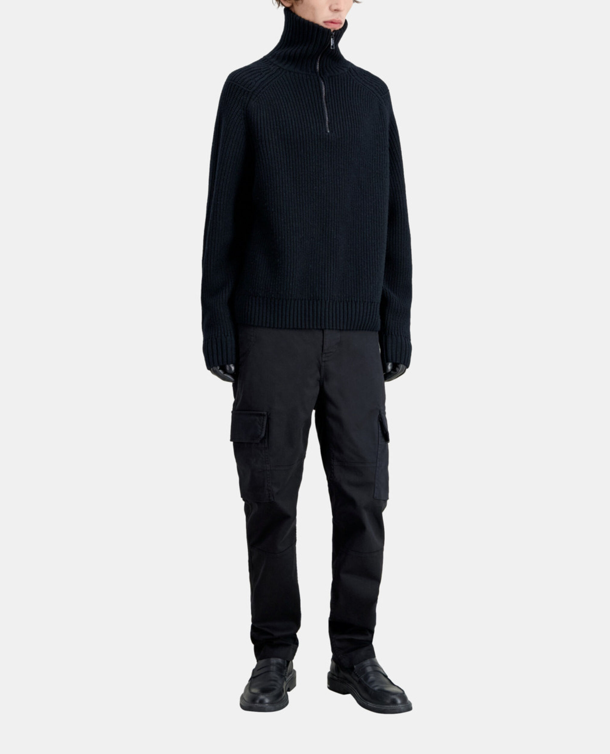 Black wool sweater, BLACK, hi-res image number null