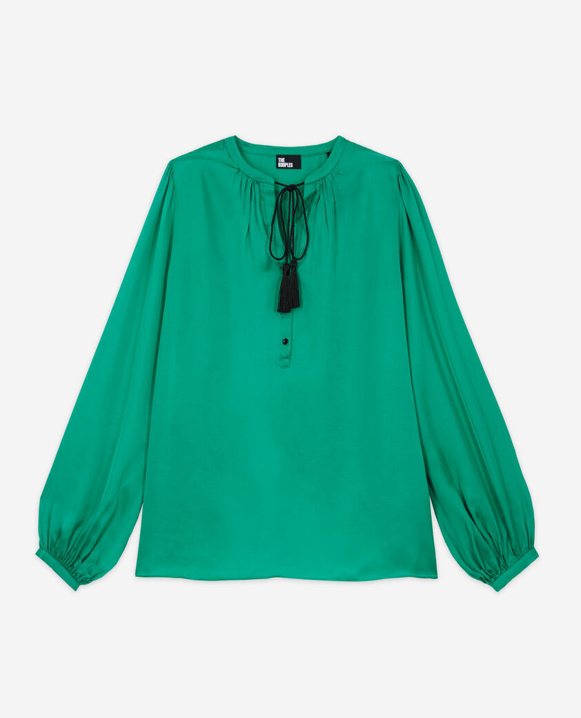 The Kooples WOMEN GREEN green shirt with puffed sleeves