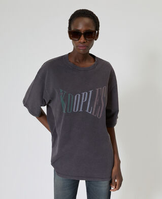 The Kooples F BLACK WASHED oversized t-shirt with faded black screen print