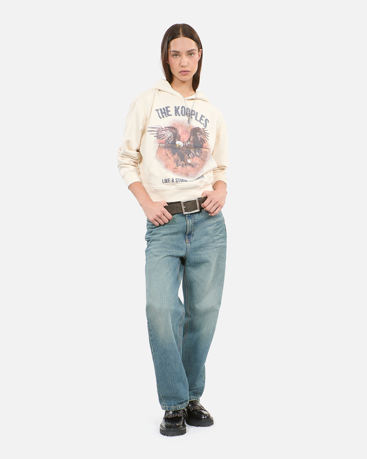 The Kooples WOMEN ECRU ecru hoodie with serigraphy
