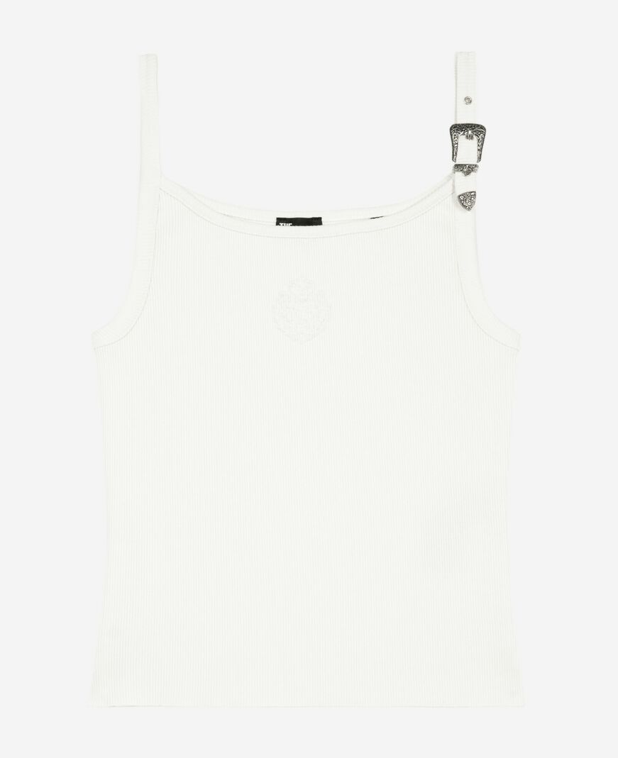 The Kooples FEMME ECRU débardeur côtelé écru