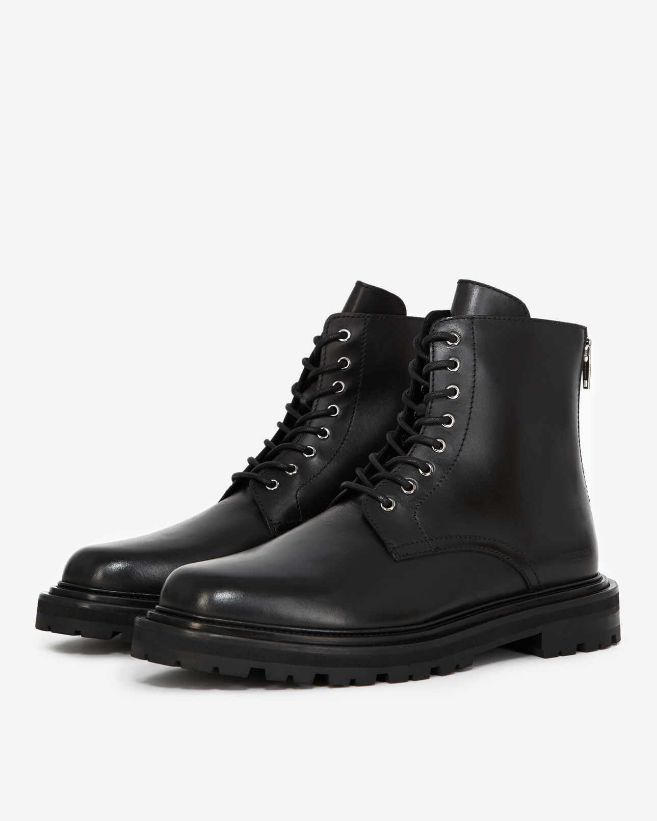 The Kooples HOMME BLACK boots en cuir noir à semelle épaisse