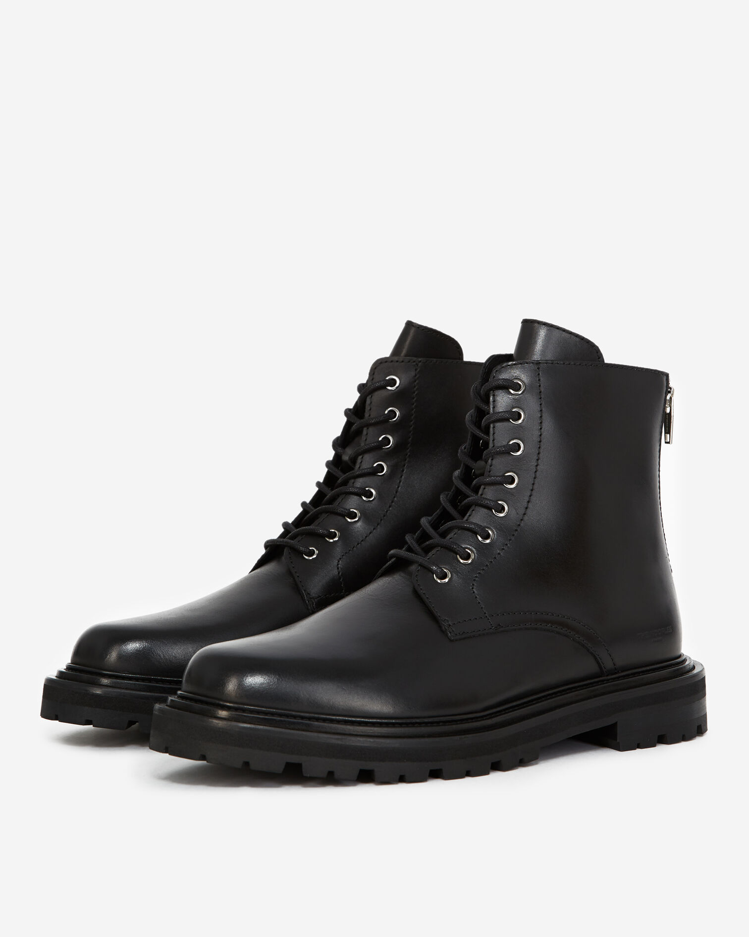 Boots en cuir noir à semelle épaisse, BLACK, hi-res image number null