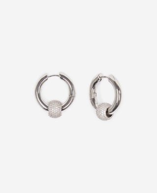 The Kooples WOMEN SILVER silver and rhinestone creole earrings