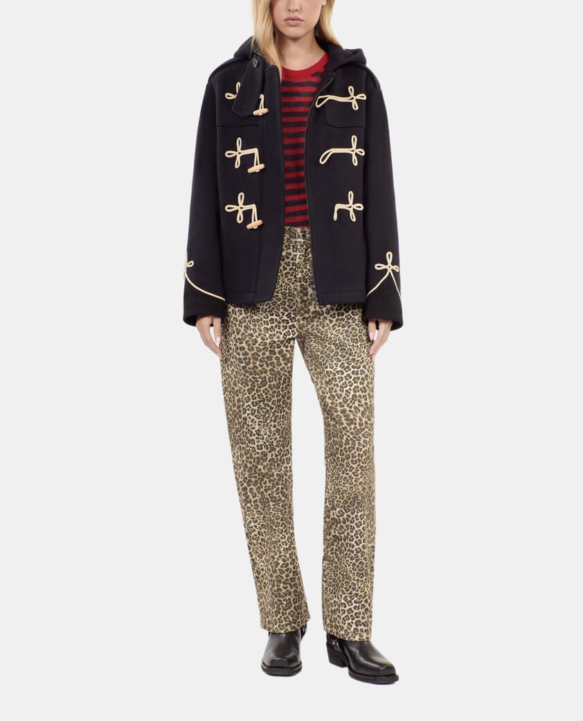 The Kooples FEMME NAVY caban court à capuche bleu marine