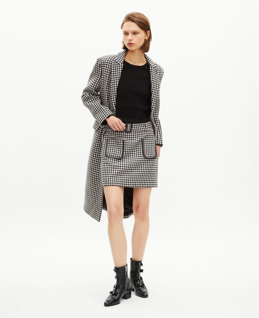 The Kooples F BLACK WHITE short black and white houndstooth skirt
