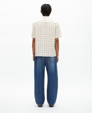 The Kooples H WHITE / BLACK short-sleeved plaid shirt, ecru