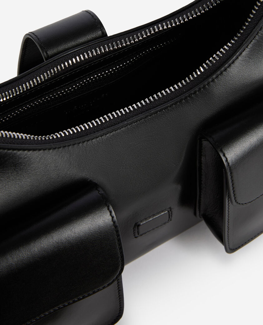 The Kooples FEMME BLACK sac amelia avec cha&icirc;ne en cuir lisse noir