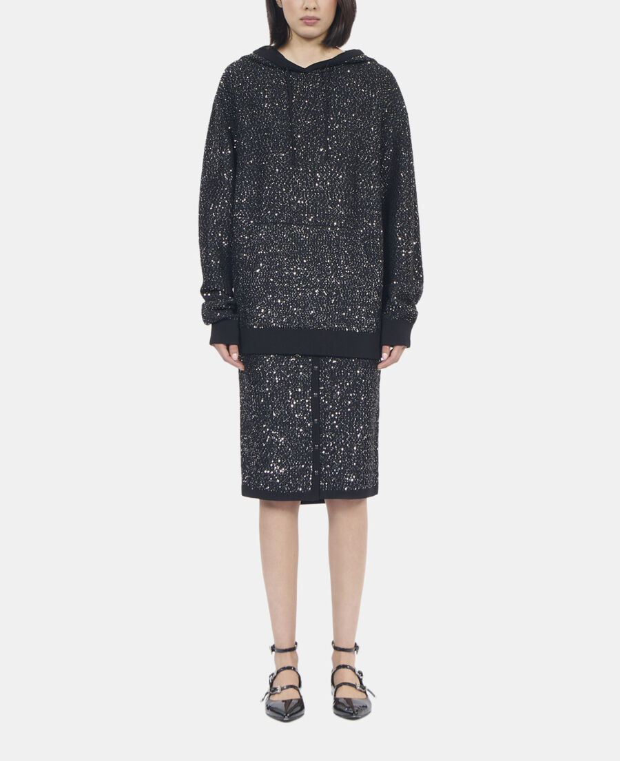 The Kooples WOMEN BLACK black knit sequin sweatshirt