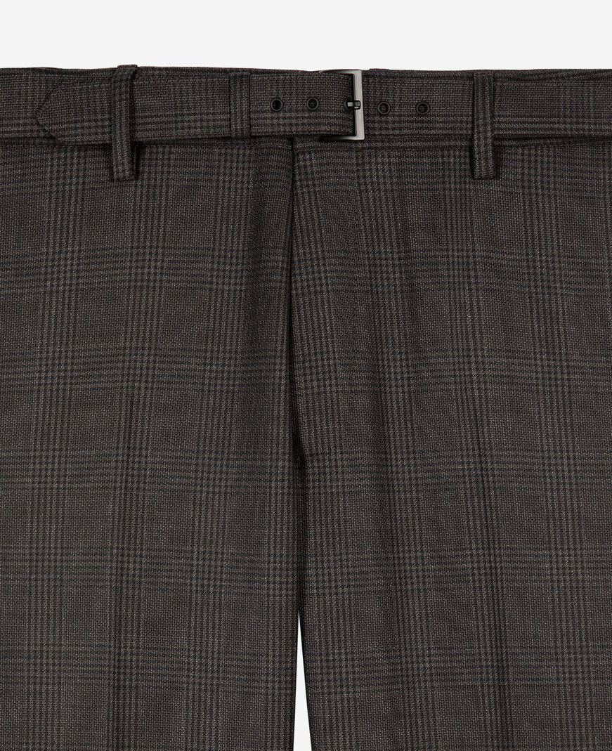 The Kooples HOMME DARK GREY pantalon de costume en laine prince de galles gris