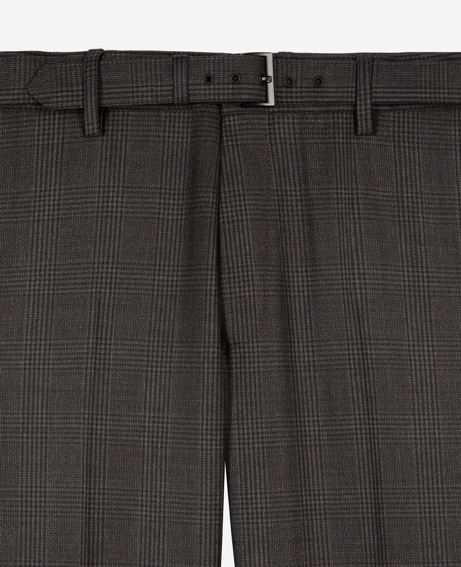 The Kooples MEN DARK GREY prince of wales grey wool suit pants