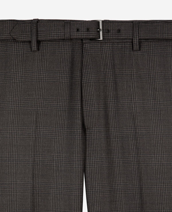 The Kooples MEN DARK GREY prince of wales grey wool suit pants