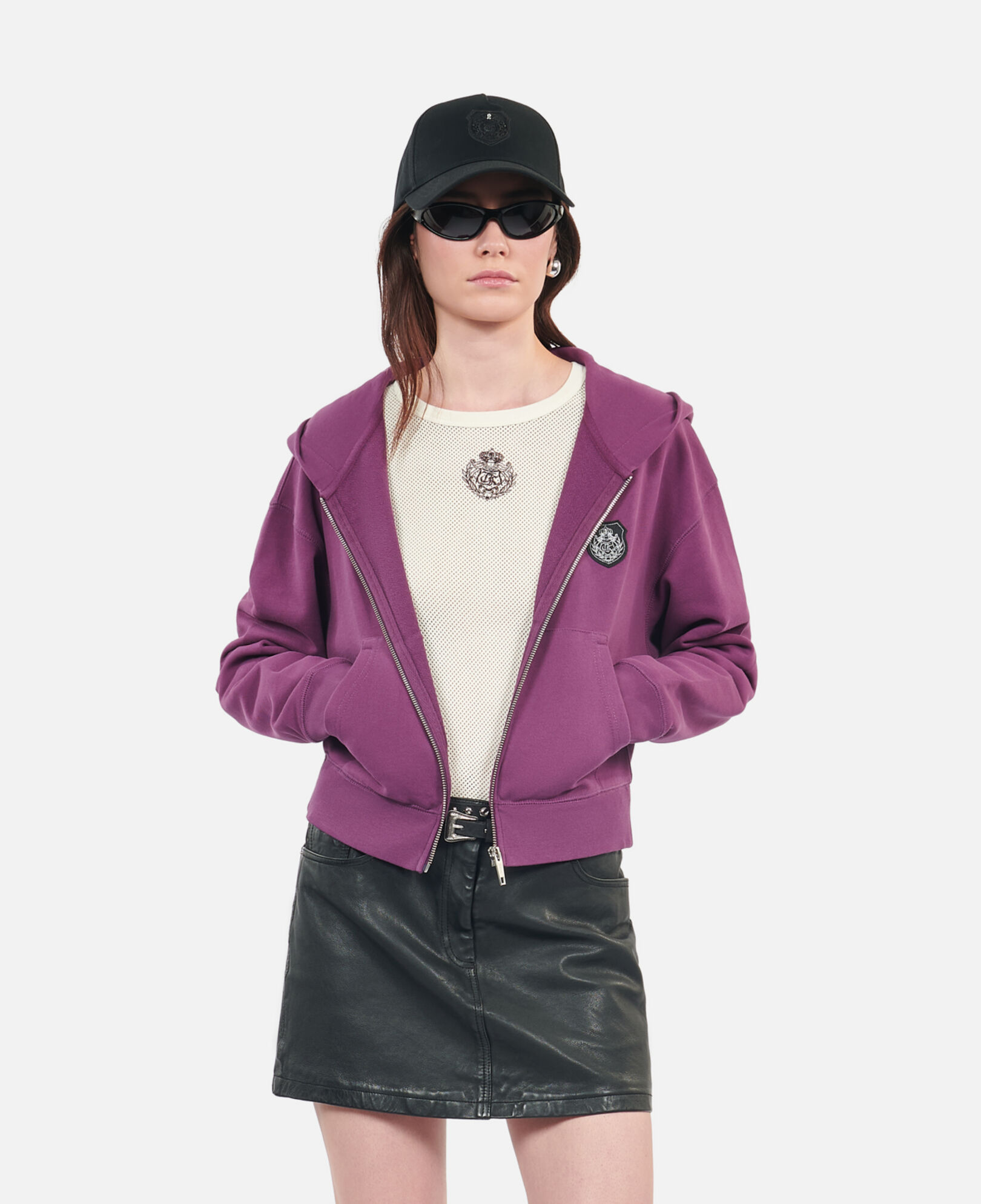 The Kooples F PRUNE purple blazon hoodie