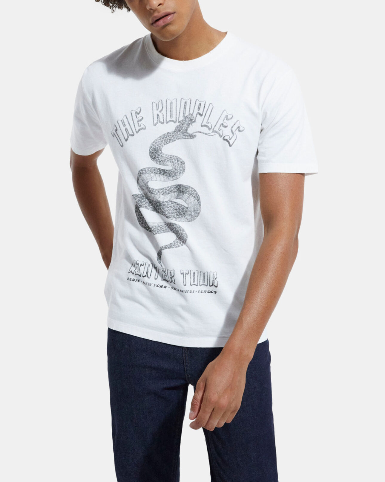 The Kooples MEN WHITE white screen print t-shirt