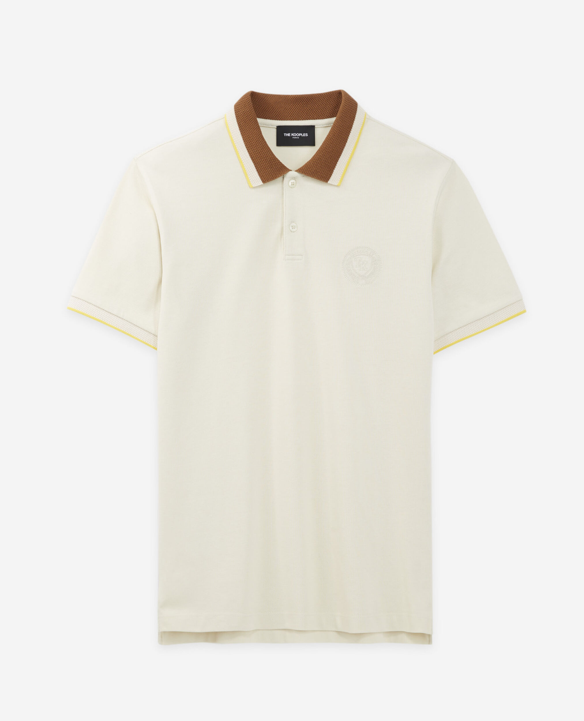 Camisa polo blanco crudo manga corta punto, ECRU, hi-res image number null