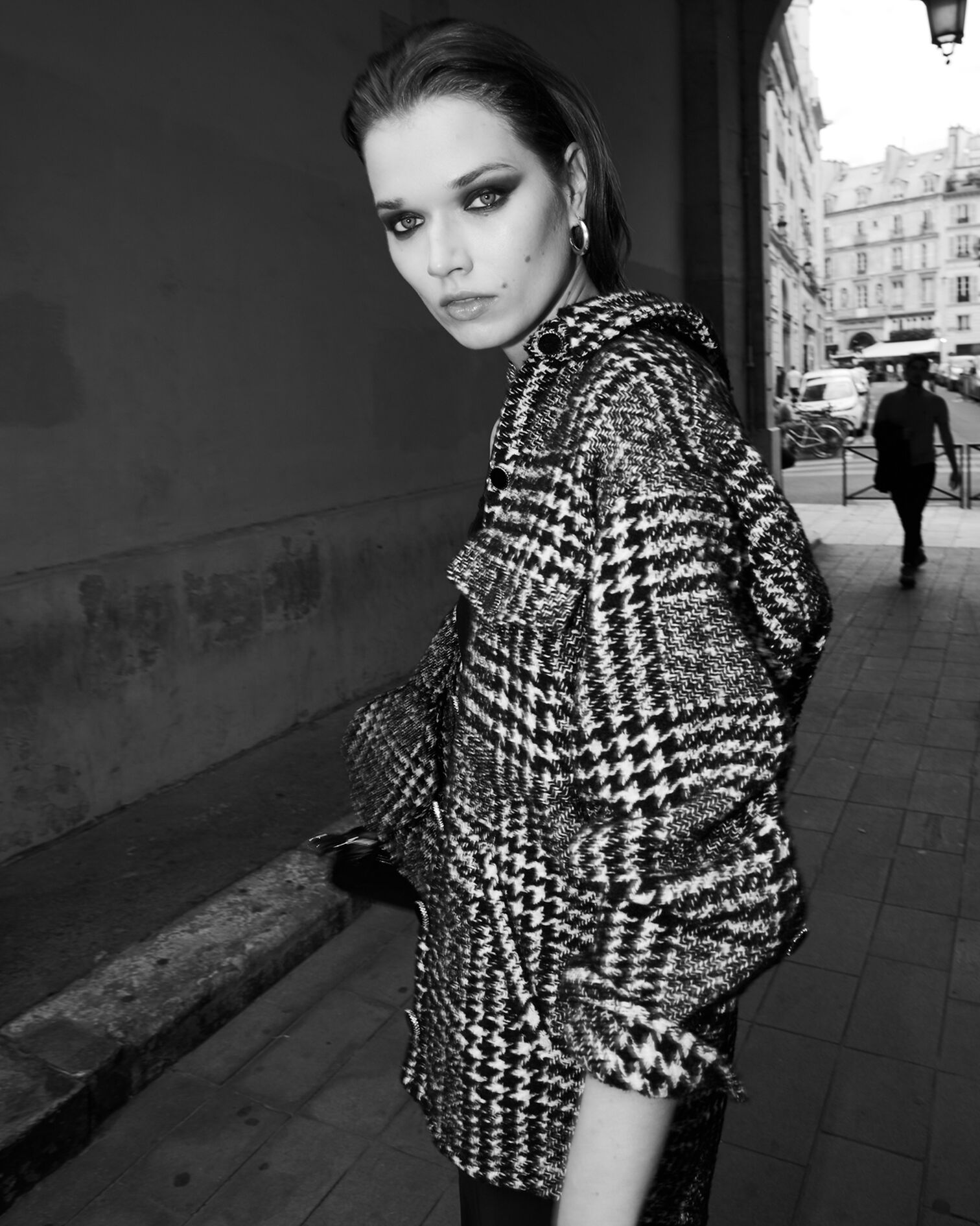 Chemise oversize femme à carreaux, ECRU BLACK, hi-res image number null