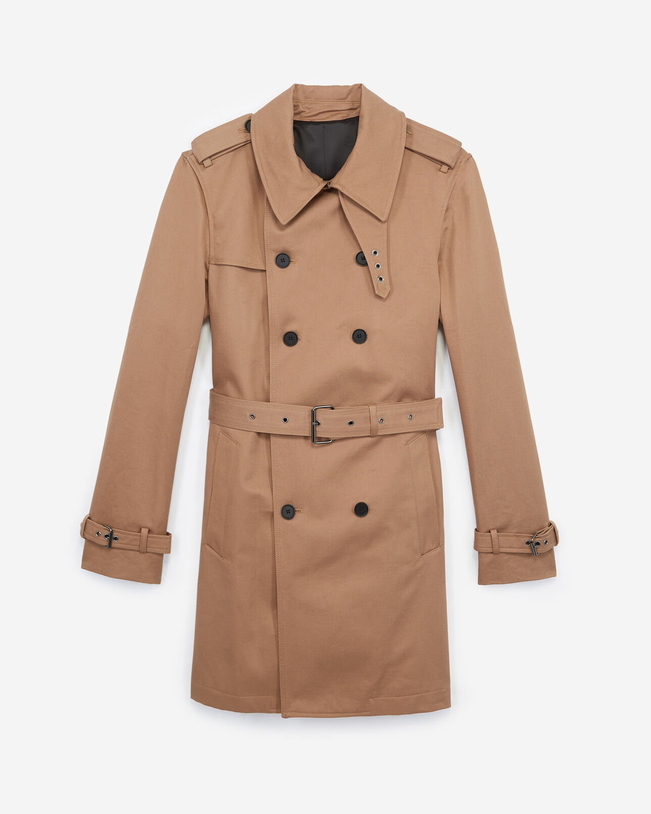The Kooples MEN BEIGE beige belted double-breasted trench coat