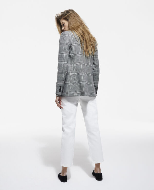 wool jacket with check motif