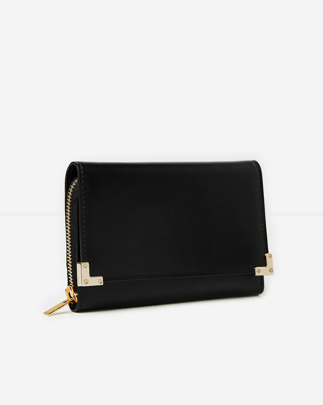 The Kooples WOMEN BLACK smooth black leather wallet