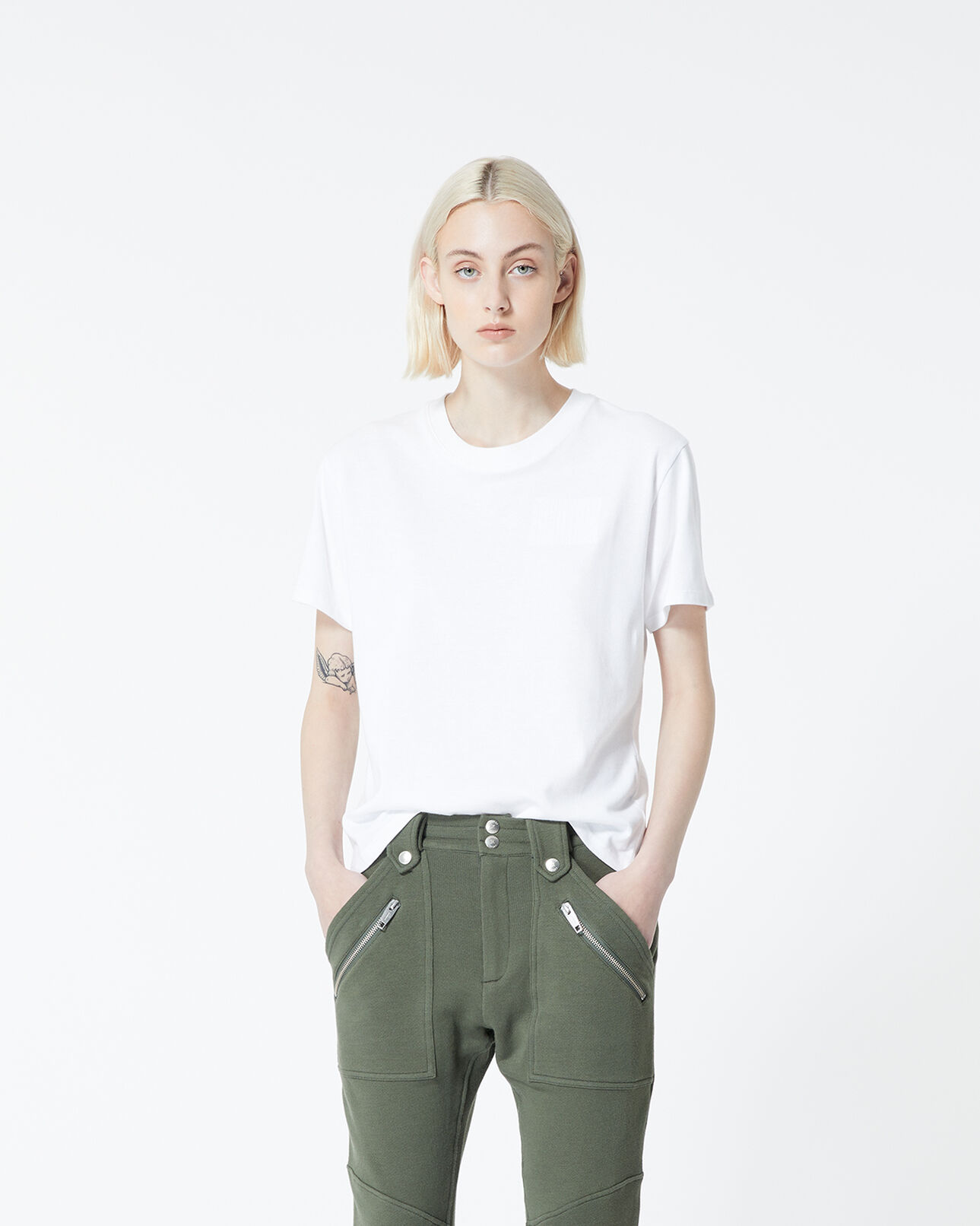 The Kooples FEMME WHITE t-shirt blanc coton à logo embossé