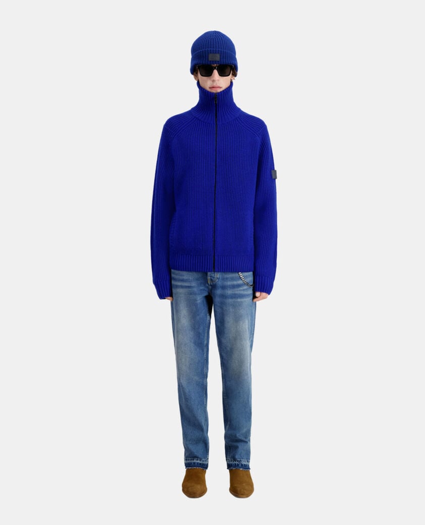 The Kooples MEN ELECTRIC BLUE blue cardigan with zipper