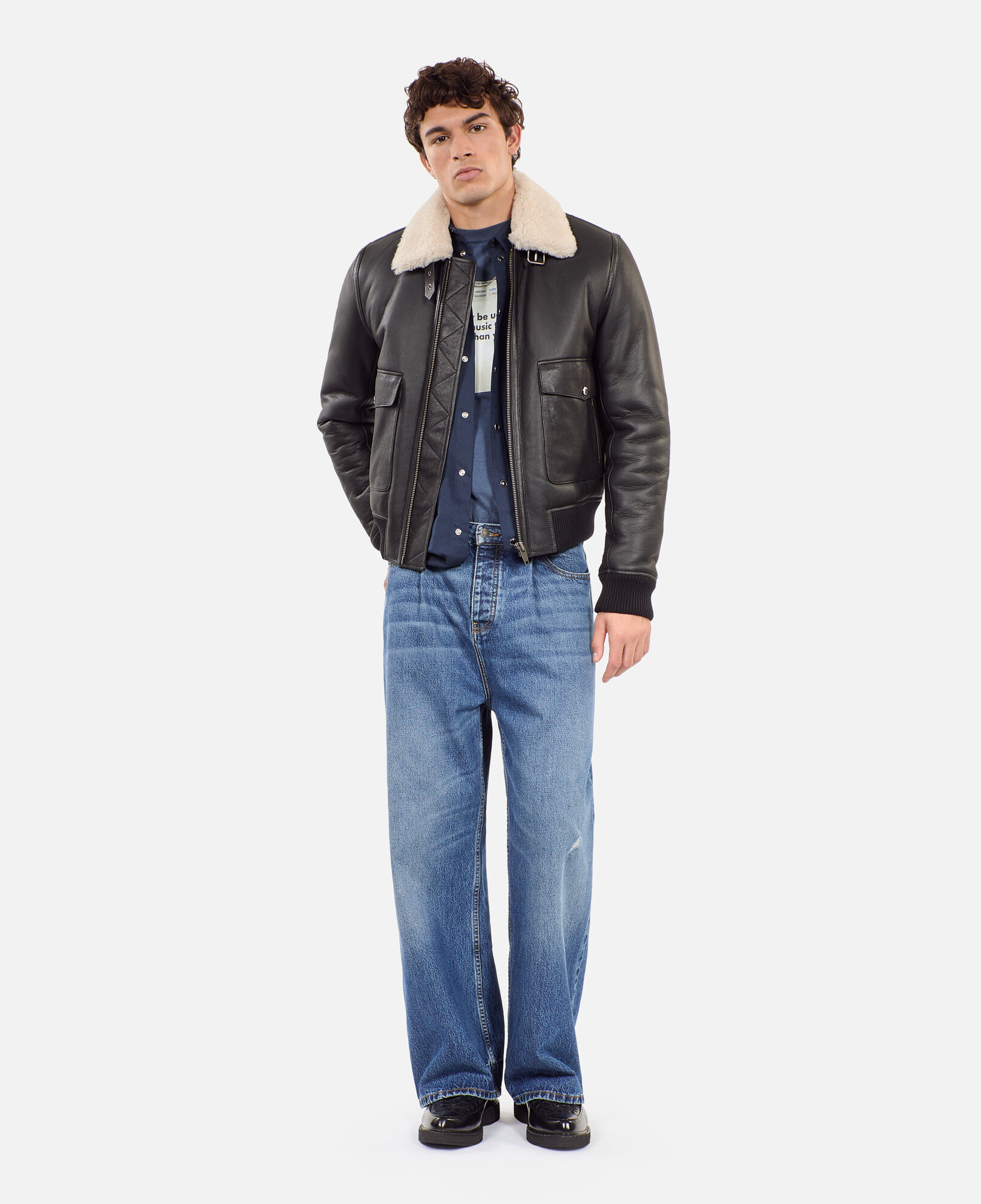 The Kooples HOMME BLACK peau lainée courte noire