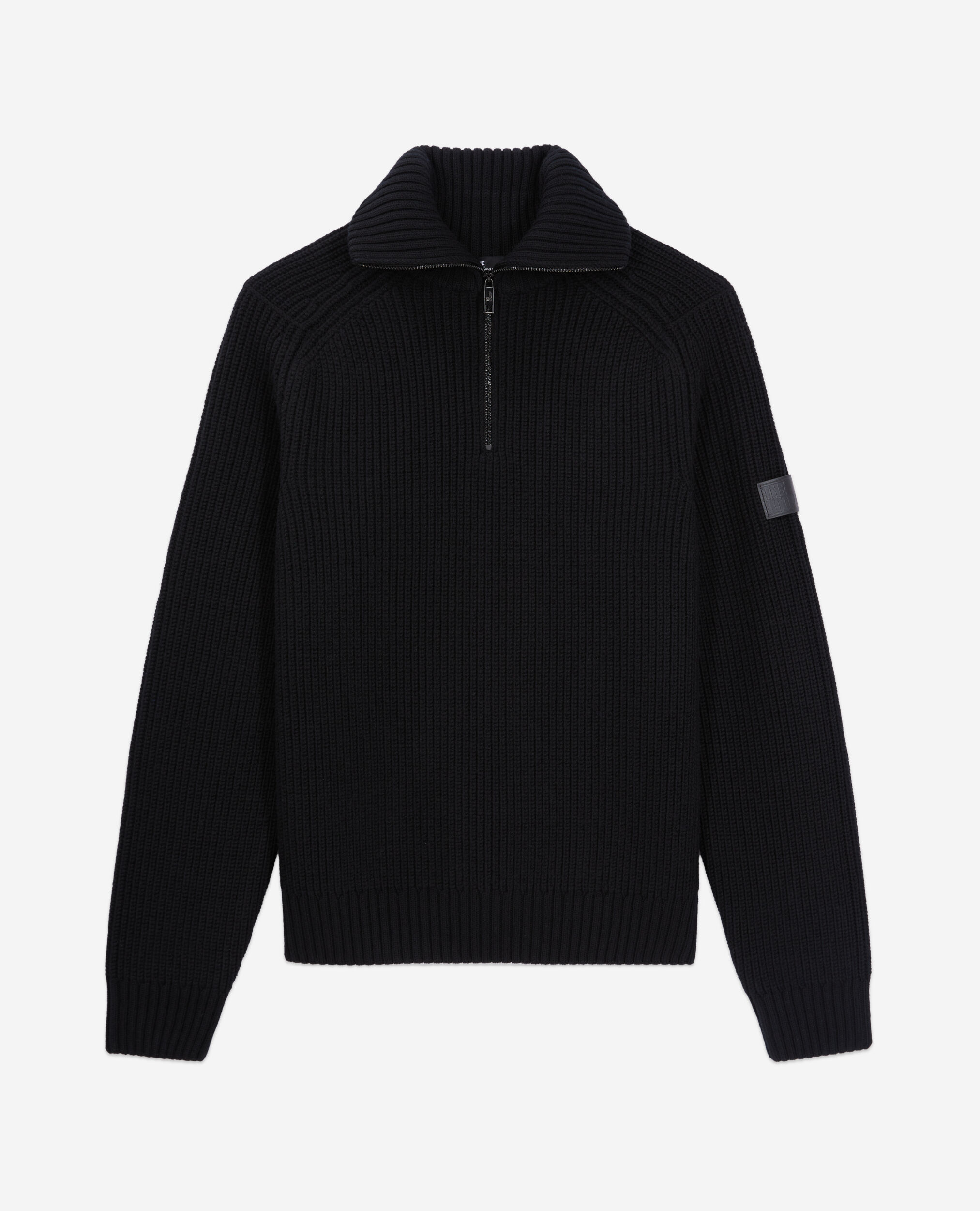 Pull noir en laine, BLACK, hi-res image number null