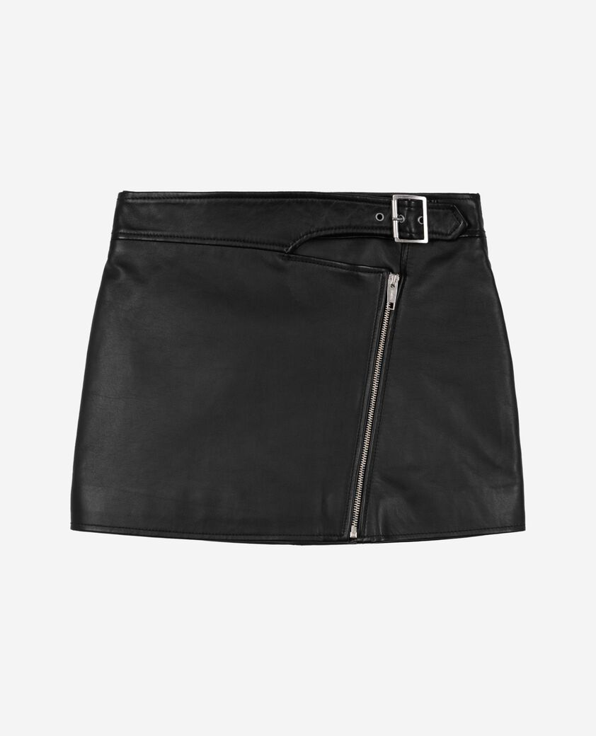 The Kooples WOMEN BLACK leather skirt with black zip