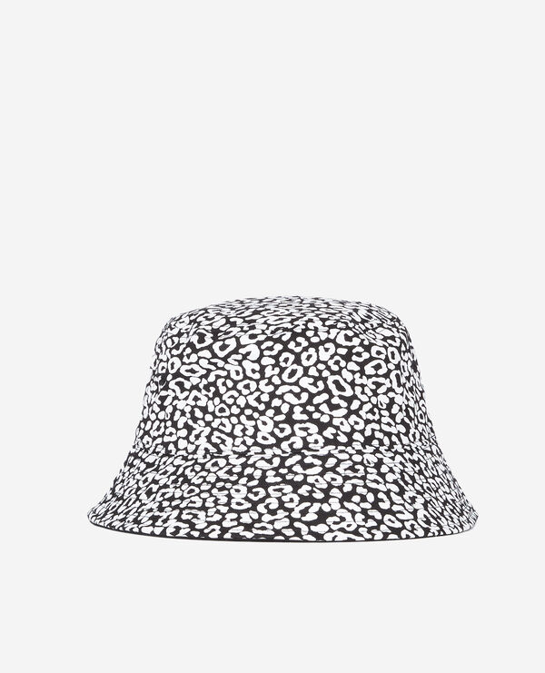 The Kooples MIXED BLACK WHITE black leopard print bucket hat