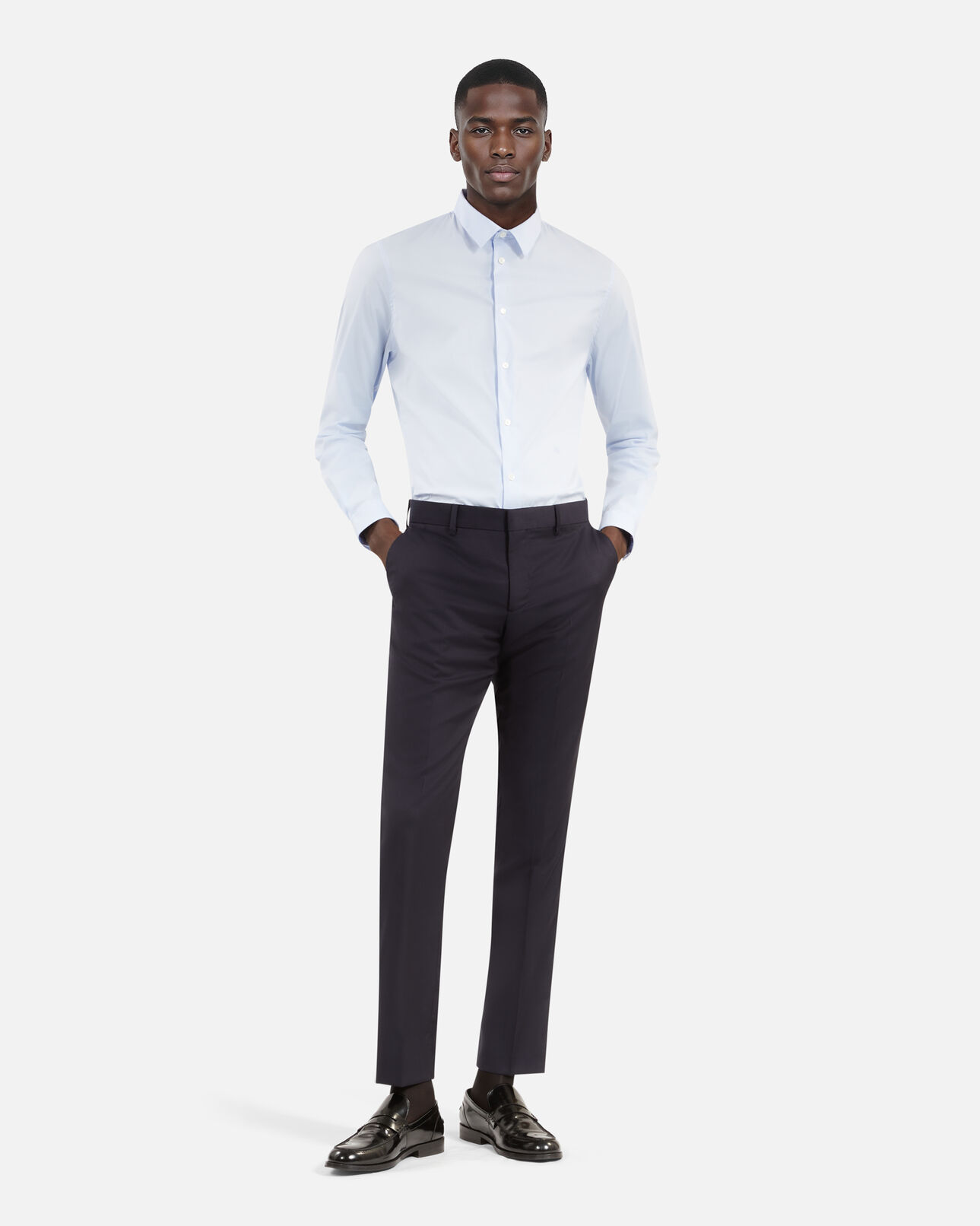 The Kooples MEN BLUE formal blue poplin shirt