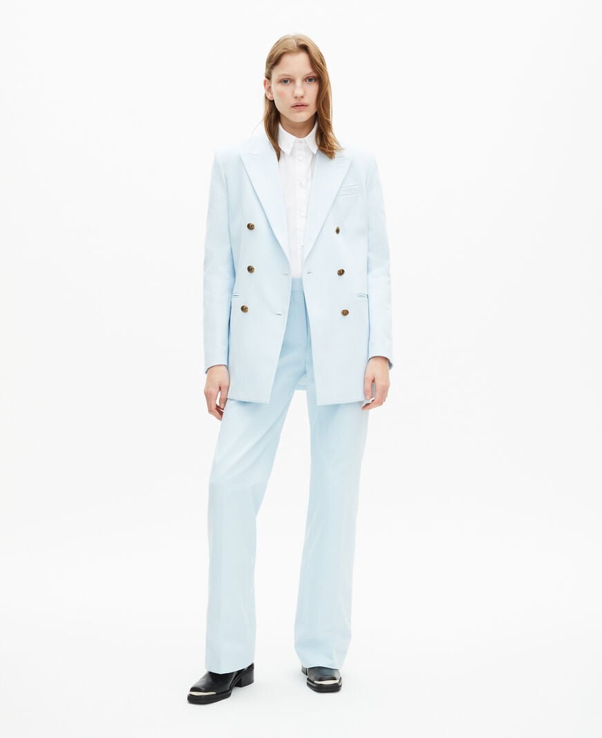 The Kooples WOMEN LIGHT BLUE blue cotton tailored jacket